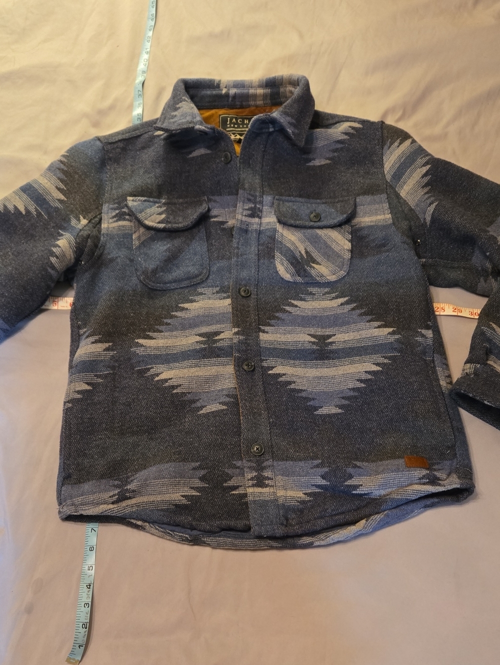 Jachs Men's Navy & Light Blue Patterned Button-Down Shacket
